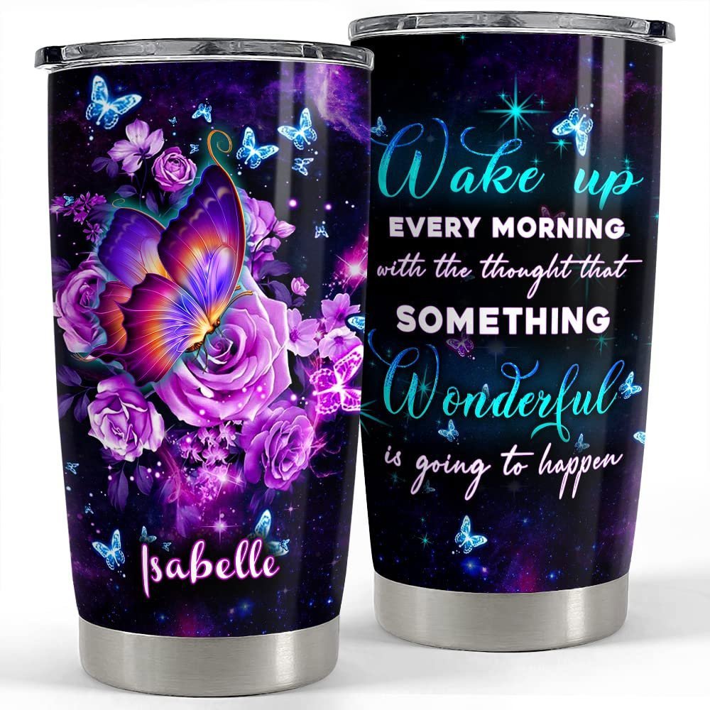 Personalized butterfly stainless steel tumbler for animal lover Personalized Tumbler