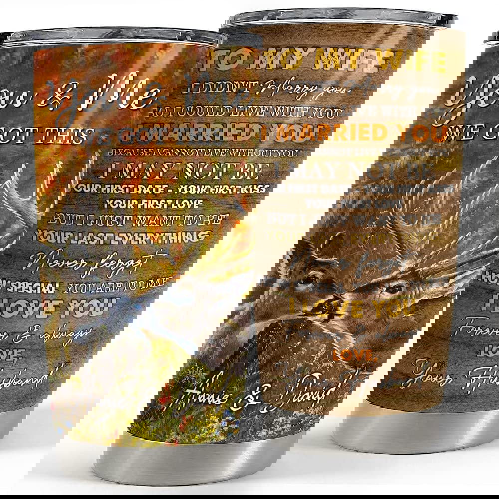 Personalized couple tumbler hunting deer to my wife from wife gift Personalized Tumbler