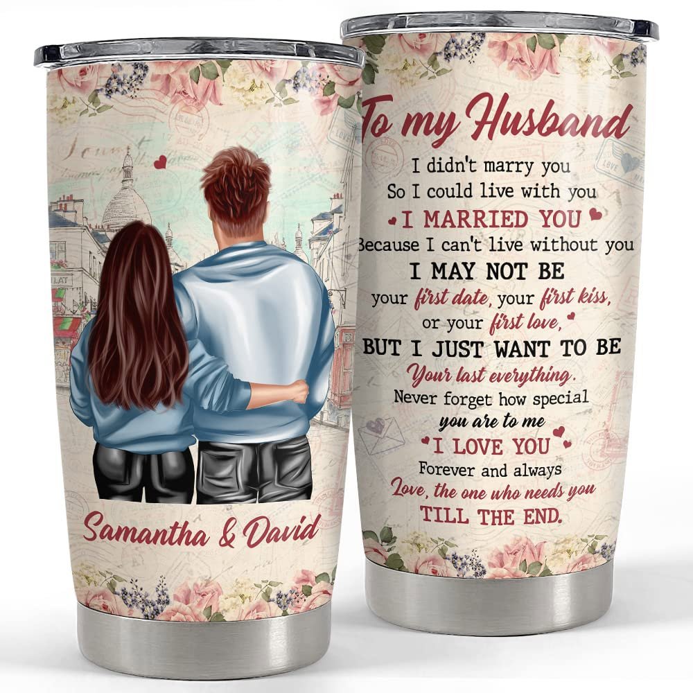 Personalized couple tumbler to my husband roses gift from wife Personalized Tumbler
