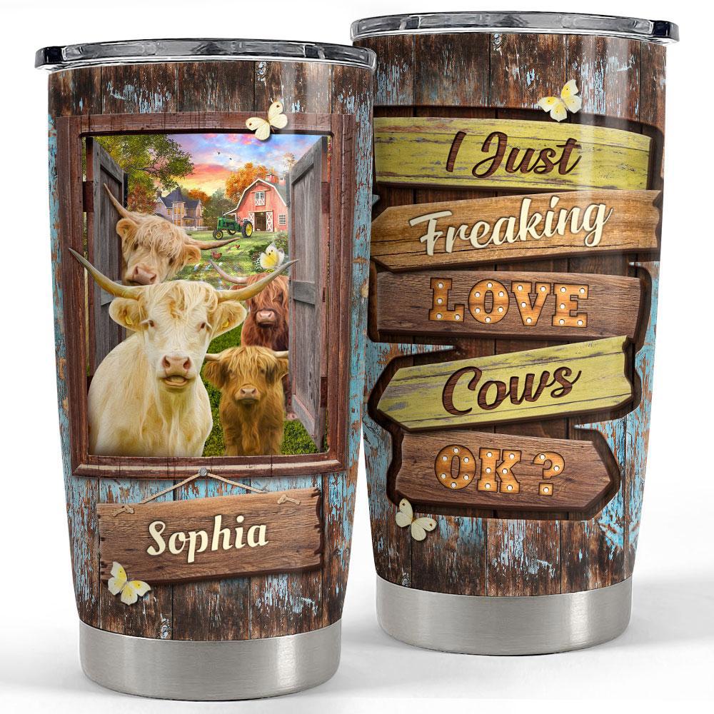 Personalized cow tumbler just freaking love cows Personalized Tumbler