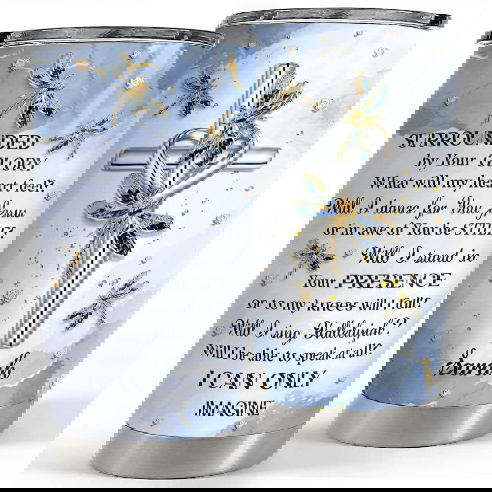 Personalized cross and dragonfly tumbler jewelry style for friend Personalized Tumbler