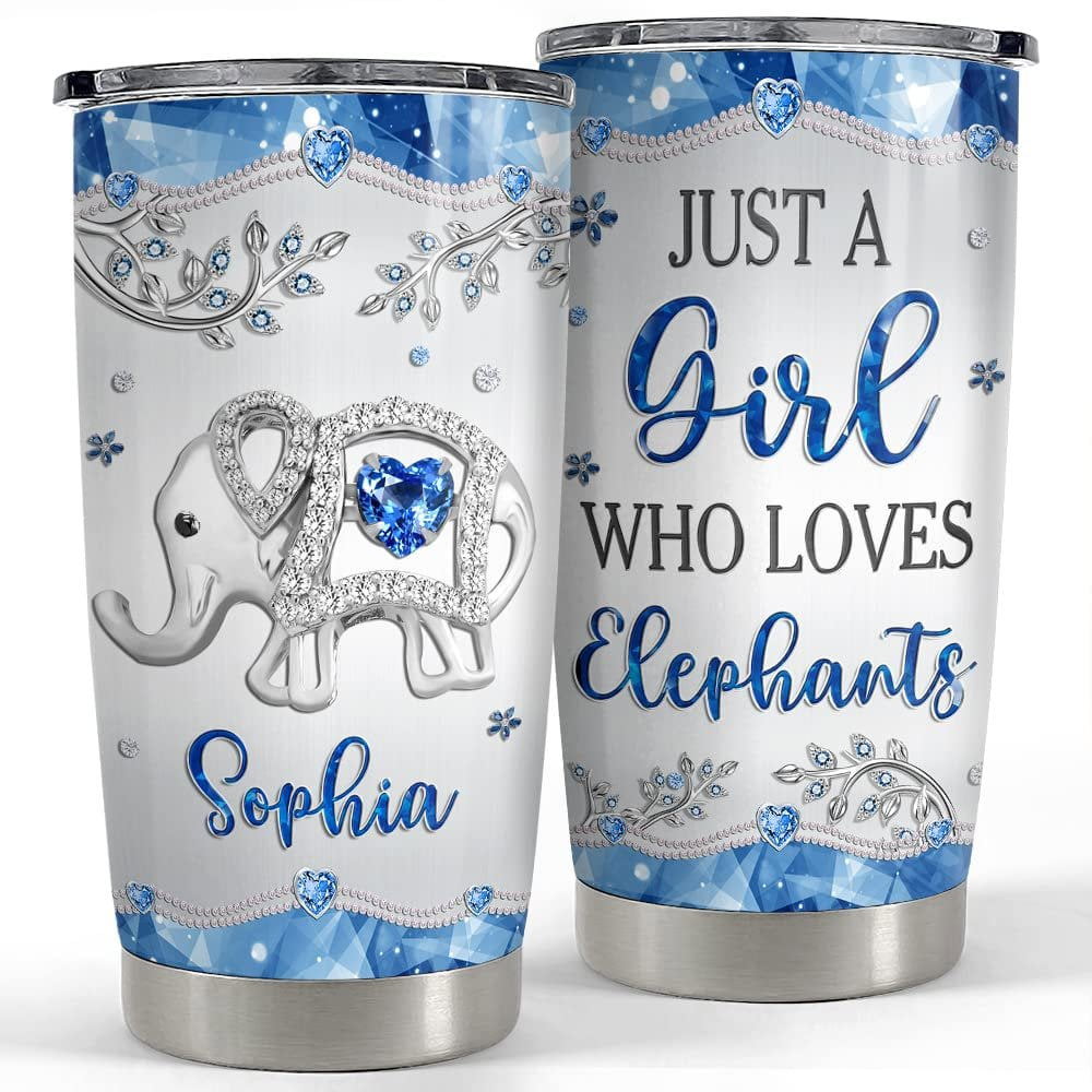 Personalized elephant tumbler jewelry drawing style for animal lover Personalized Tumbler