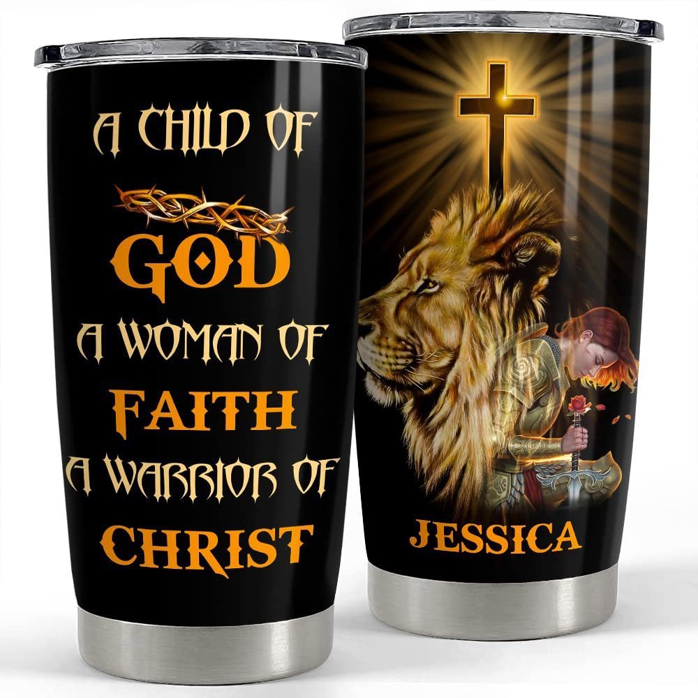 Personalized faith tumbler warrior lion god for women for girl Personalized Tumbler