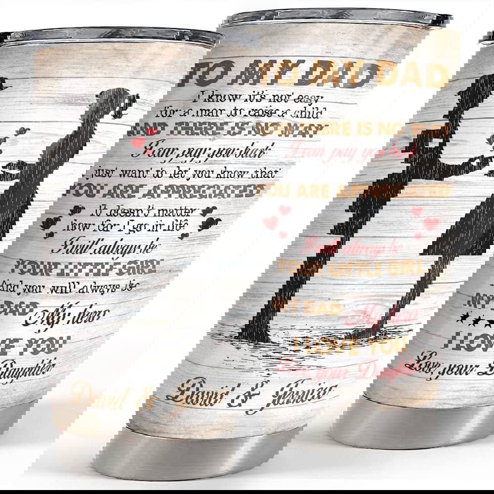 Personalized father and daughter tumbler wood style father’s day gift Personalized Tumbler