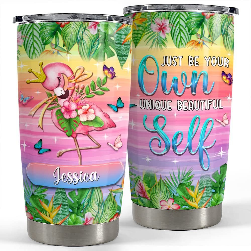 Personalized flamingo tumbler beach tropical style for animal lover Personalized Tumbler