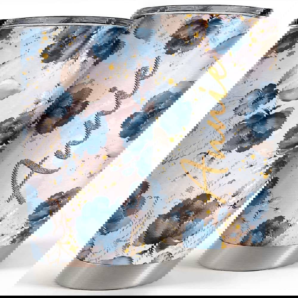 Personalized floral tumbler glitter gift for woman animal lover gift Personalized Tumbler