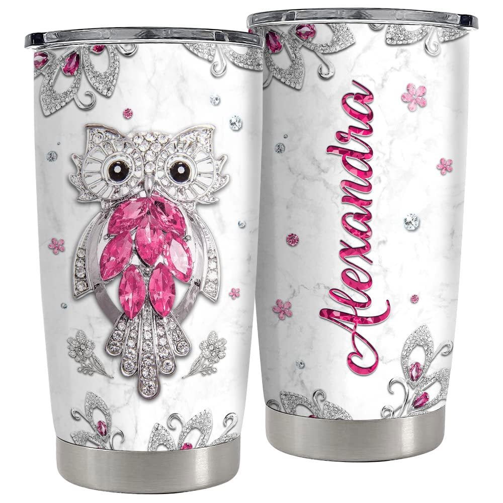 Personalized owl tumbler jewelry drawing style gift for women Personalized Tumbler