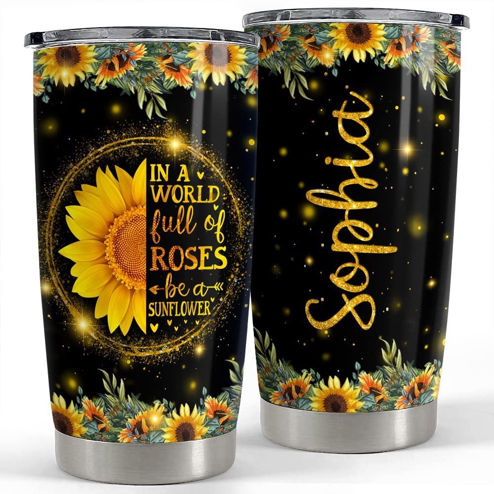 Personalized sunflower tumbler glitter gift for women girl mother Personalized Tumbler
