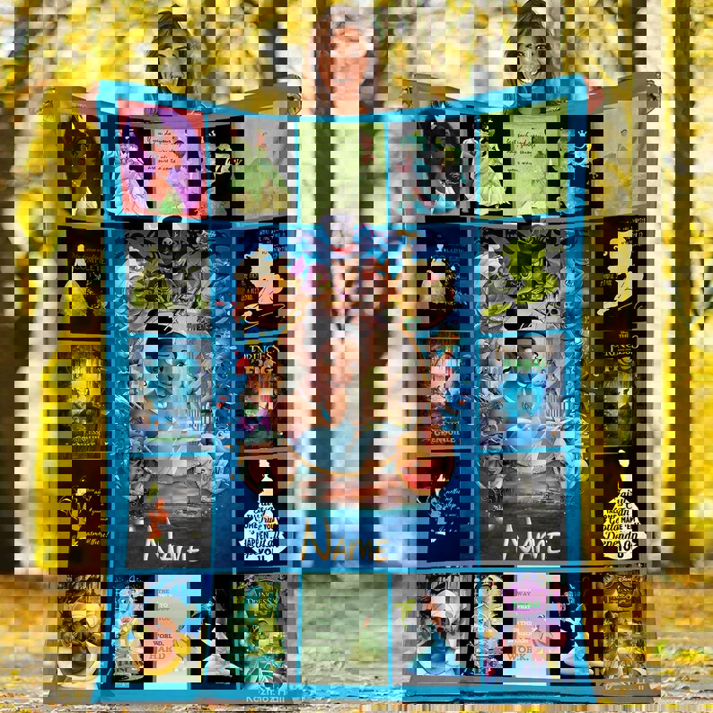 Personalized the princess and the frog fleece blanket, tiana princess blanket, birthday gifts, princess quilt, christmas gift Quilt Blanket