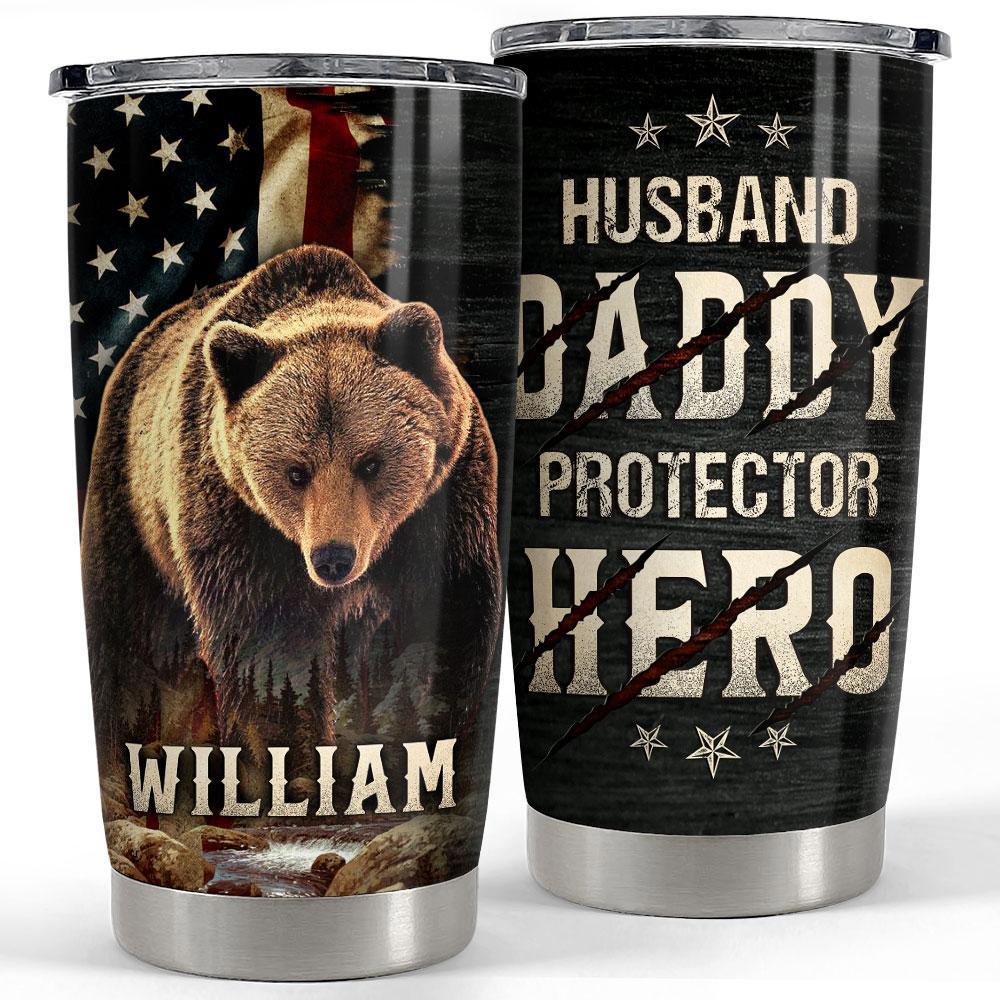 Personalized tumbler for dad with customize name papa bear Personalized Tumbler