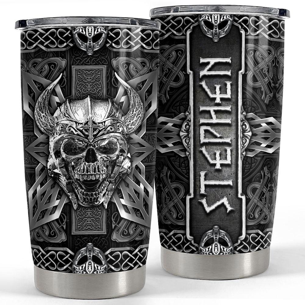 Personalized viking skull tumbler metallic style Personalized Tumbler