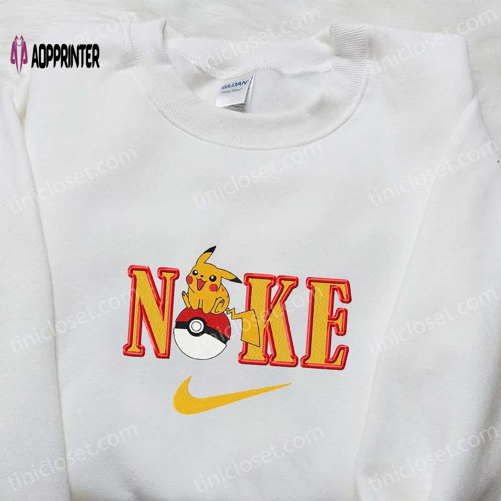 Pikachu x nike anime embroidered tshirt – pokemon & nike inspired shirt Embroidered Shirt