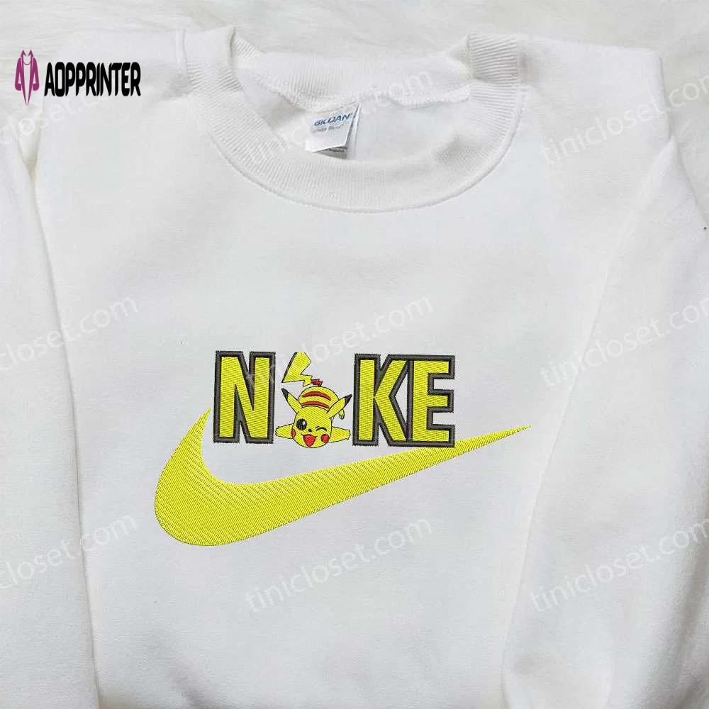 Pikachu x nike embroidered sweatshirt – pokemon & nike inspired shirt Embroidered Shirt