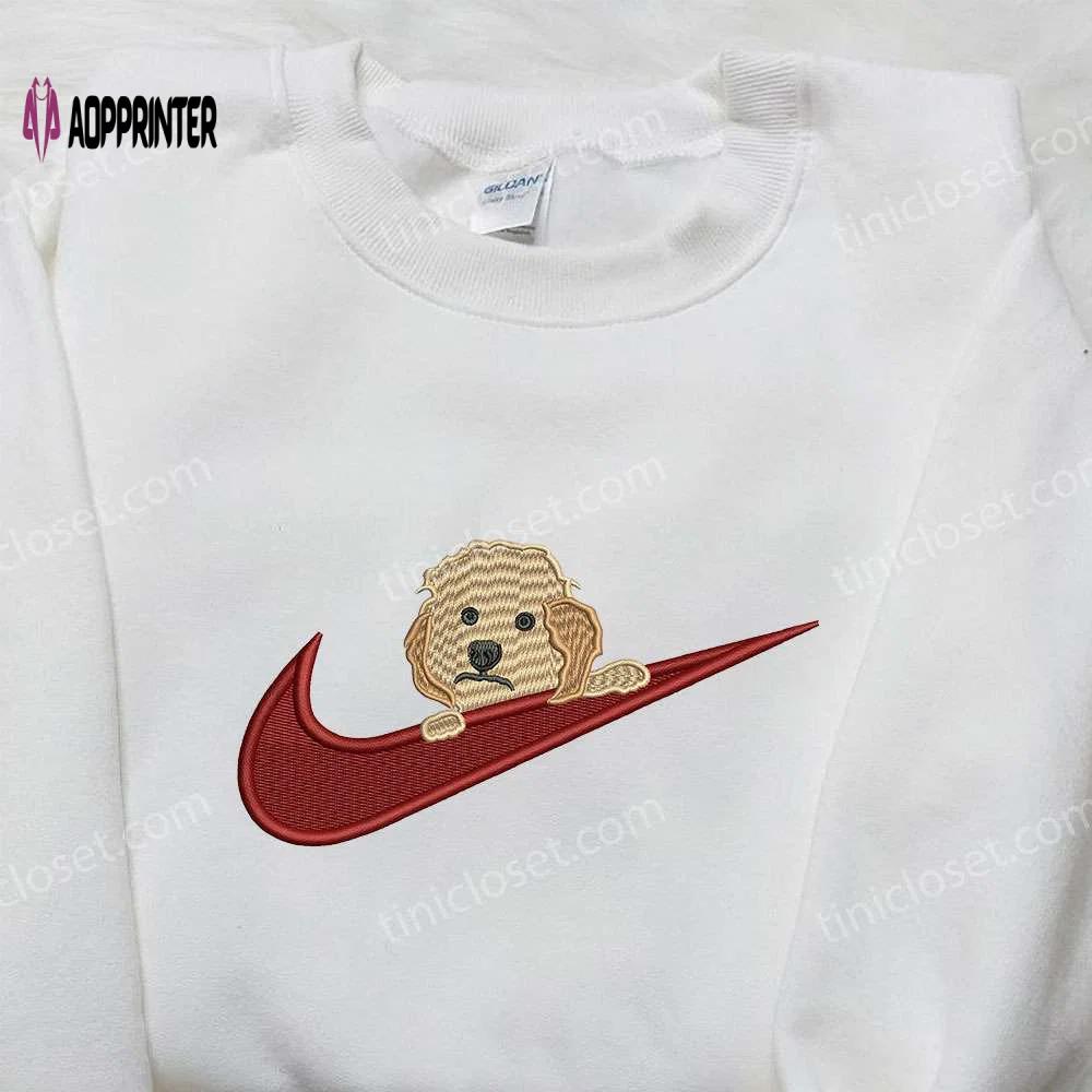 Puppy golden dog x nike embroidered shirt: animal & custom nike tee Embroidered Shirt
