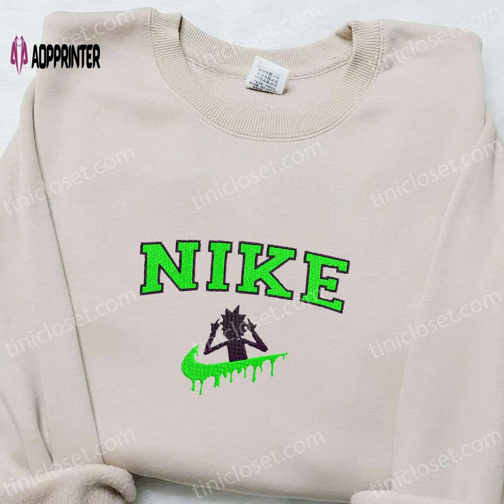 Rick sanchez x nike cartoon sweatshirt: best gift for family – rick and morty embroidered shirt Embroidered Shirt