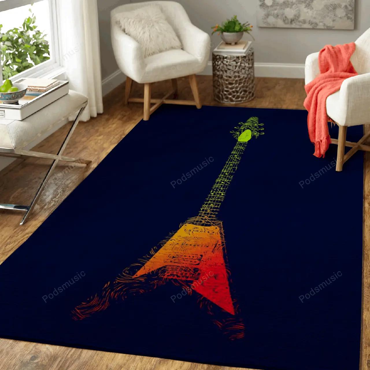 Rock guitar instruments music art for fans area rug living room carpet rug regtangle carpet floor decor home decor Rectangle Rug