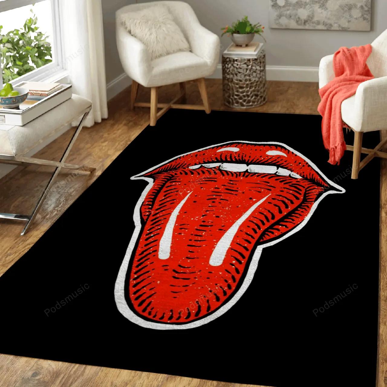 Rolling stones engraving music art for fans area rug living room carpet rug regtangle carpet floor decor home decor Rectangle Rug