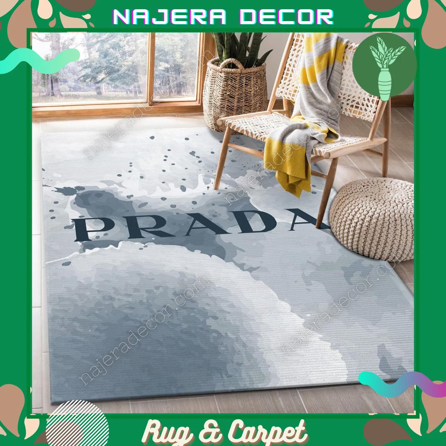 Rugs in living room and bedroom - Luxury prada rug for your home luxury and warmth with prada logo pattern 04 Rectangle Rug