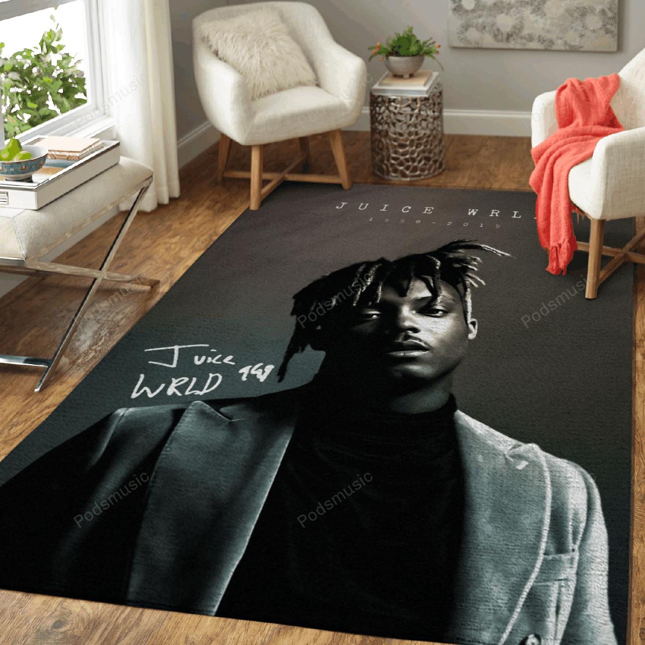 Rugs in living room and bedroom music rap juice wrld music legends art for fans area rug living room carpet rug regtangle carpet floor decor home decor Rectangle Rug