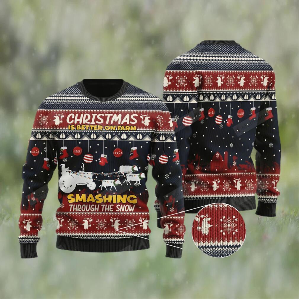 Santa claus with reindeer cow for unisex ugly christmas sweater Christmas Ugly Sweater