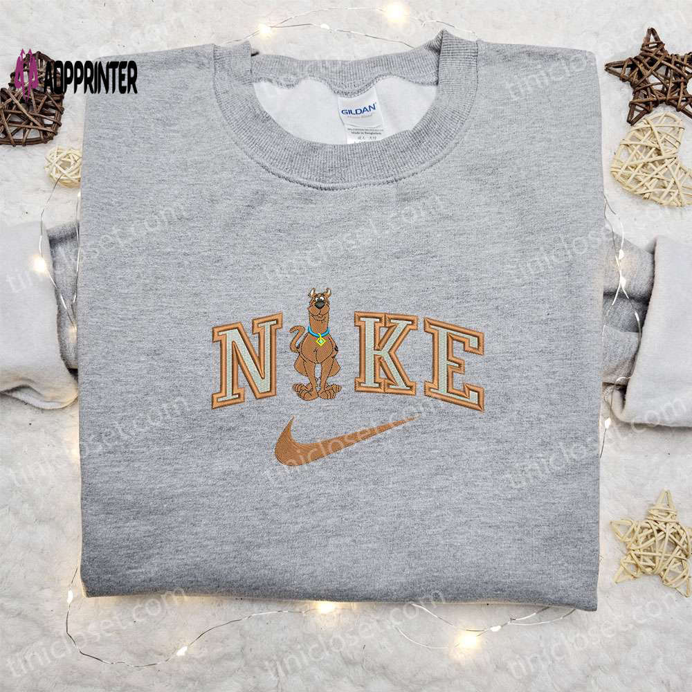 Scooby doo x nike cartoon embroidered tshirt sweatshirt & hoodie – custom embroidery for cartoon fans Embroidered Shirt