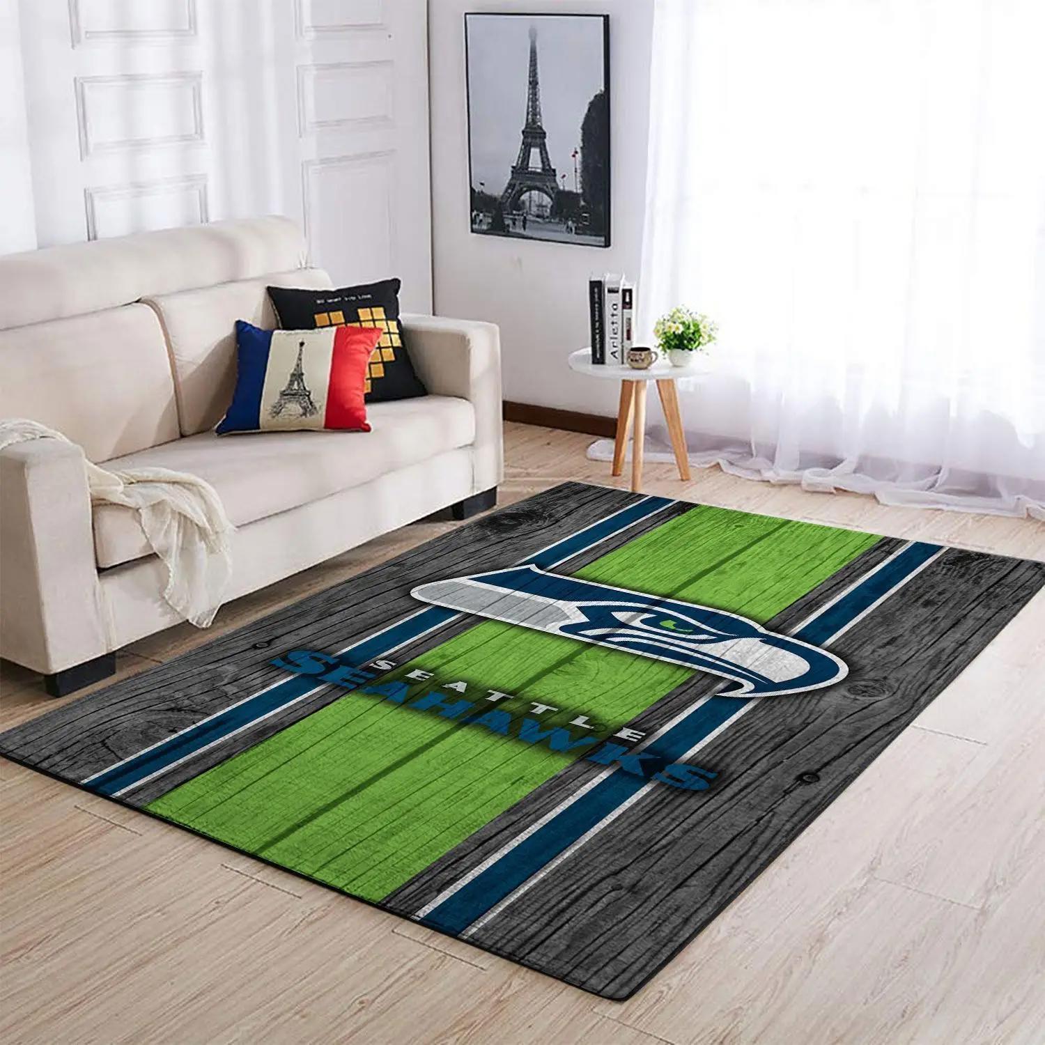 Seattle seahawks nfl area rugs wooden style living room regtangle carpet Rectangle Rug