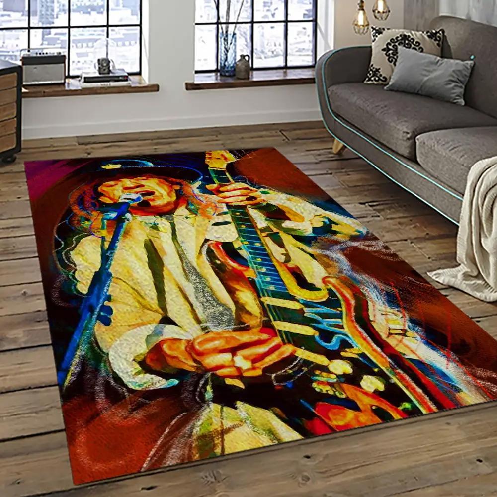 Singer stevie ray vaughan music carpet rectangle area rug for living room bedroom decor srv06 Rectangle Rug