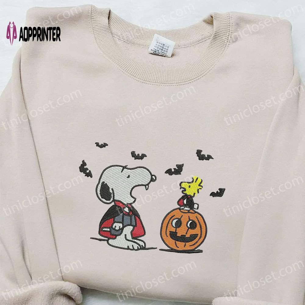 Snoopy halloween sweatshirt & peanuts t-shirt: best family gift ideas Embroidered Shirt