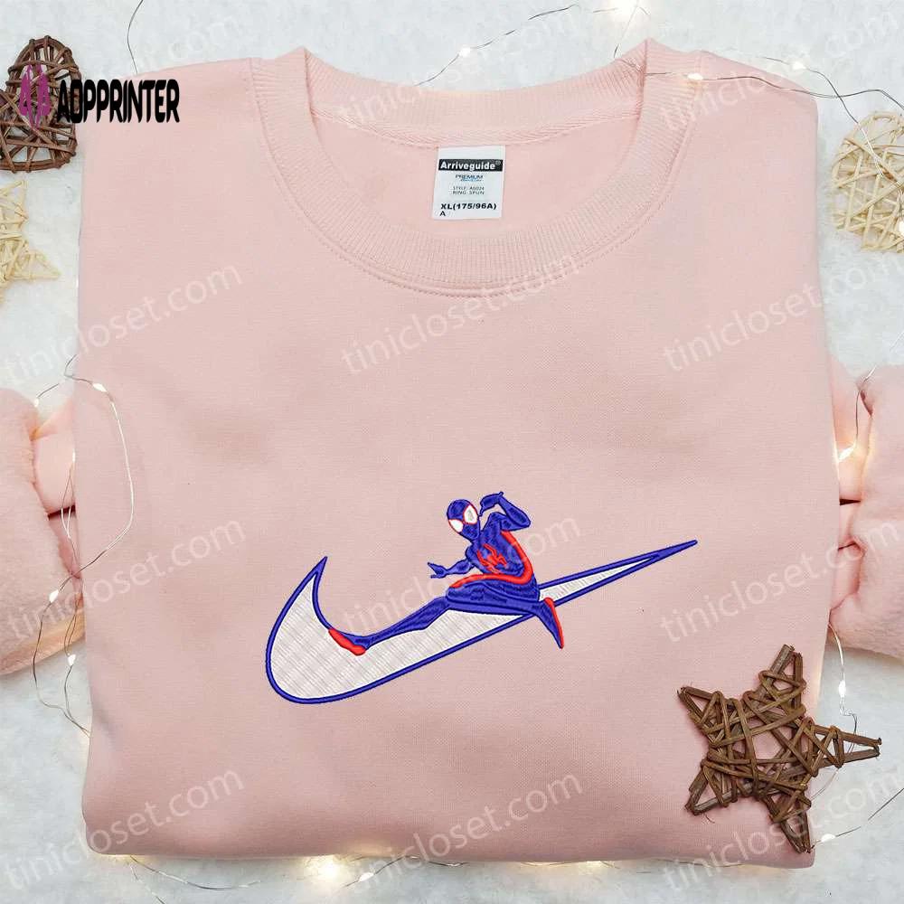 Spider-man movie embroidered shirt marvel comics hoodie custom nike t-shirt – shop swoosh x marvel embroidery Embroidered Shirt