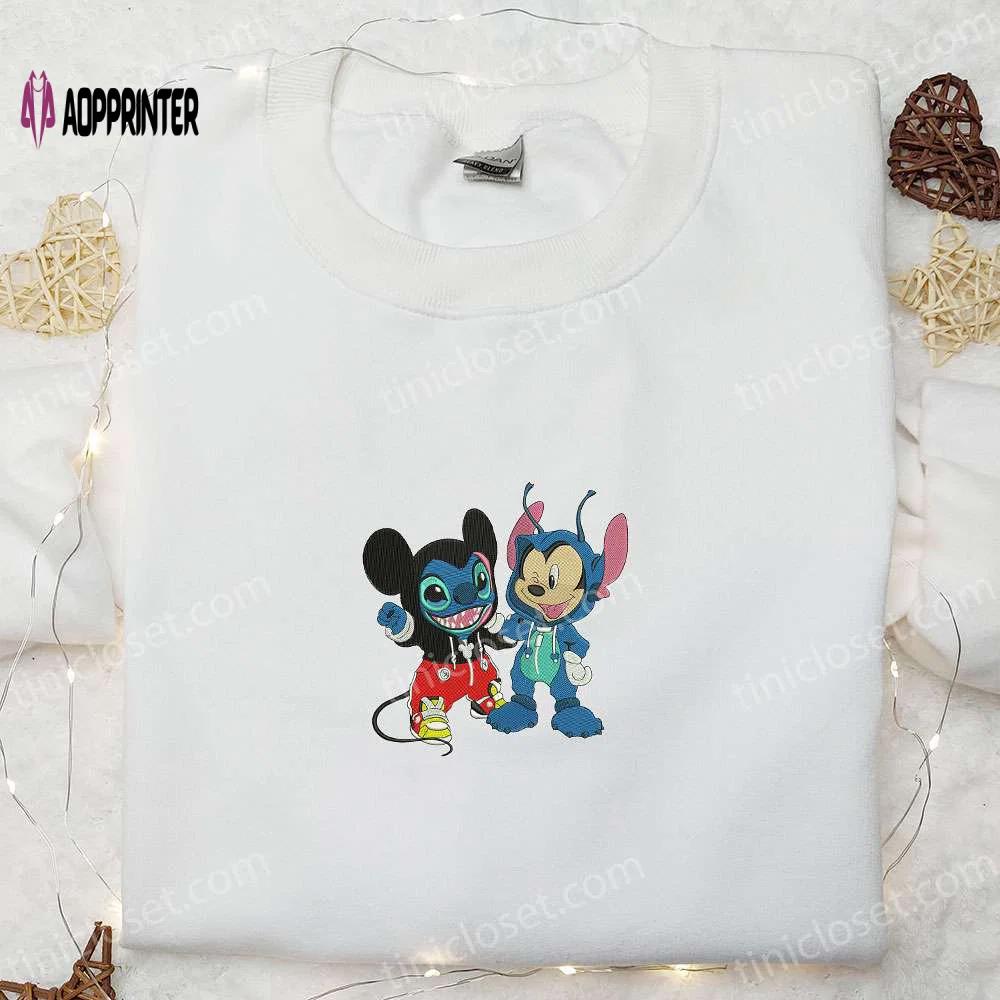 Spooky disney halloween embroidered shirt: mickey stitch changed face – best family gifts Embroidered Shirt
