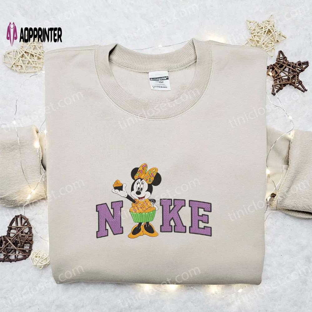Spooky nike halloween x minnie mouse cake embroidered sweatshirt & shirt – best disney characters halloween gift ideas Embroidered Shirt