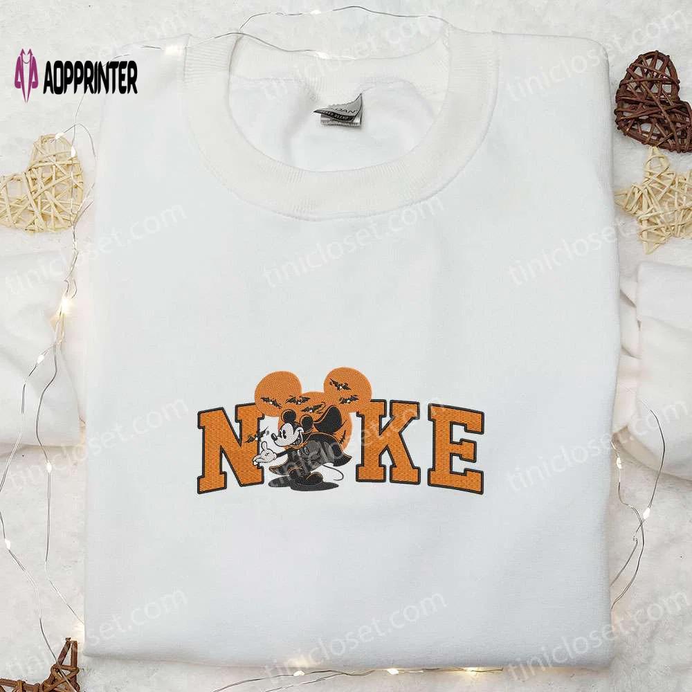 Spooky nike x disney halloween embroidered shirt – custom gift for family Embroidered Shirt