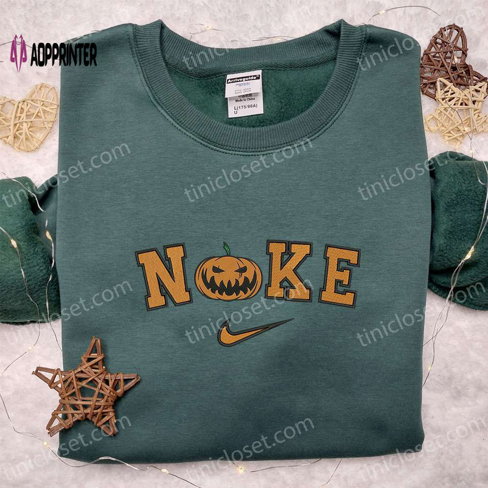 Spooky pumpkin nike hoodie & embroidered t-shirt: amazing halloween apparel Embroidered Shirt