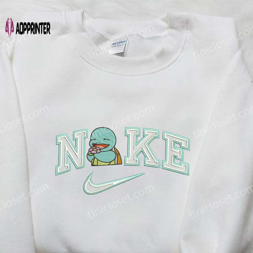 Squirtle eat x nike embroidered shirt – pokemon & custom nike design Embroidered Shirt