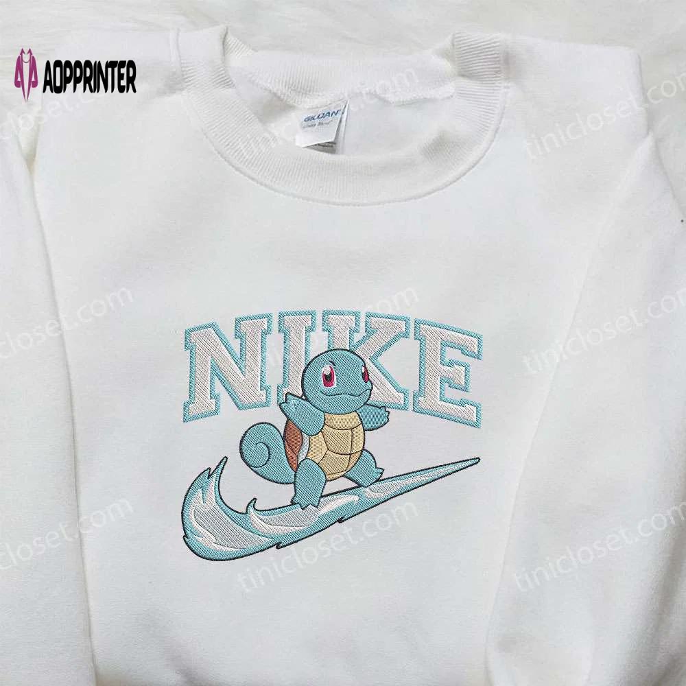 Squirtle x nike embroidered sweatshirt: pokemon & nike inspired shirt Embroidered Shirt