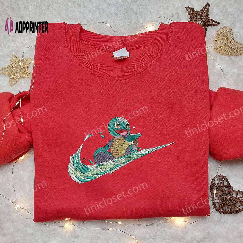 Squirtle x nike swoosh hoodie & pokemon nike inspired embroidered shirts Embroidered Shirt