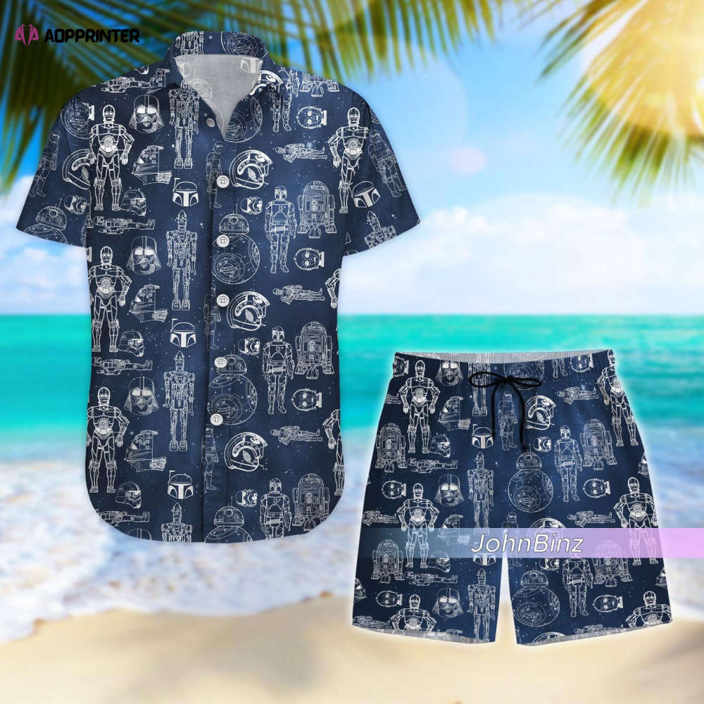 Star wars hawaiian shirt: mandalorian button blue men s shorts – dad gifts unisex s-5xl Hawaii Shirt