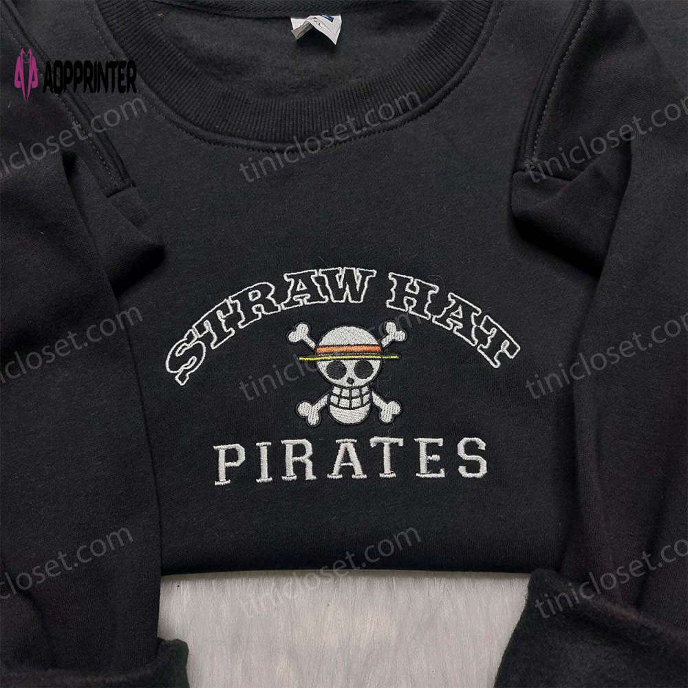 Straw hat pirates embroidered shirt: one piece anime clothing Embroidered Shirt