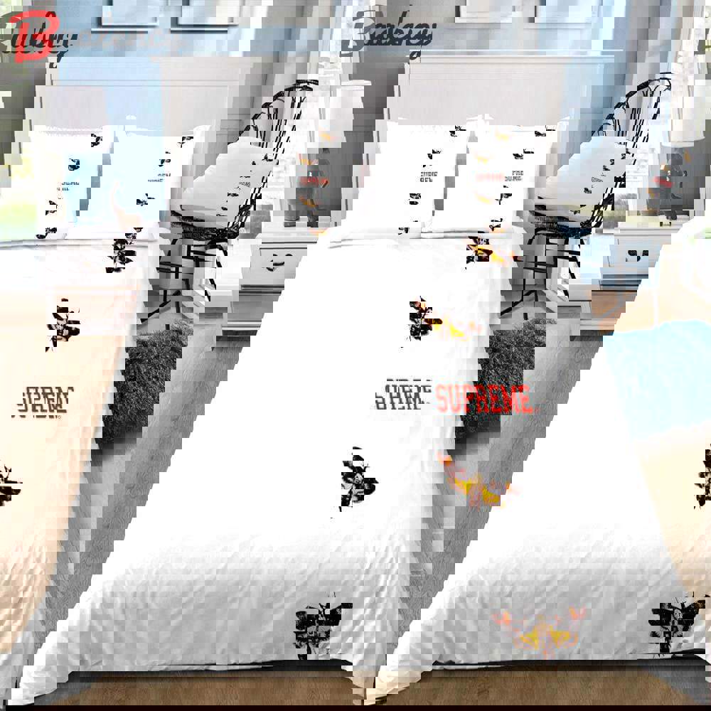 Supreme butterfly white luxury brand premium bedding sets,bed sets, bedroom sets, comforter sets, duvet cover, bedspread bedding sets