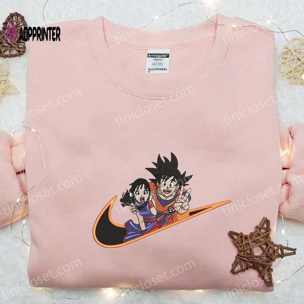 Swoosh x goku & chichi anime embroidered shirt dragon ball hoodie custom nike t-shirt Embroidered Shirt