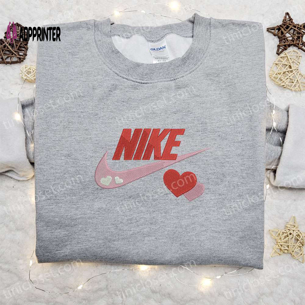 Swoosh x hearts embroidered sweatshirt: perfect valentine s day gift idea Embroidered Shirt