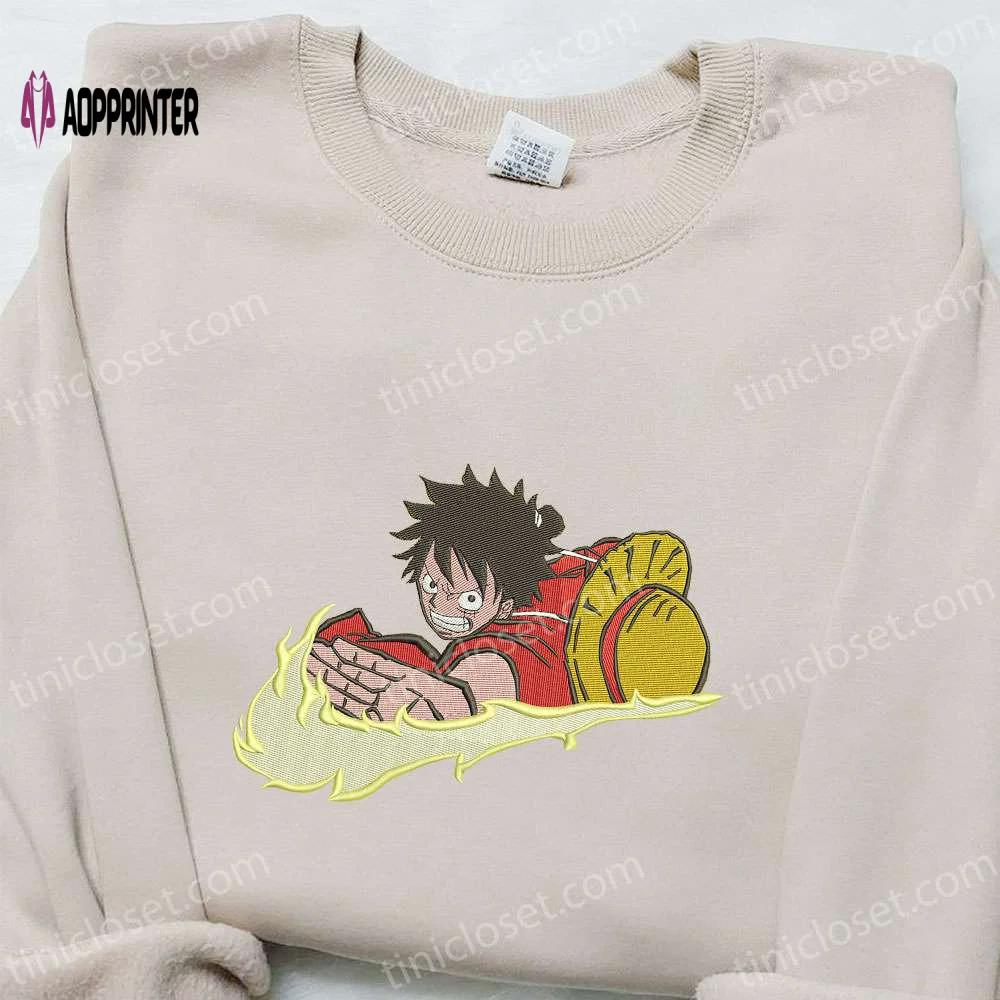 Swoosh x monkey d luffy embroidered hoodie & one piece shirt – custom embroidery Embroidered Shirt