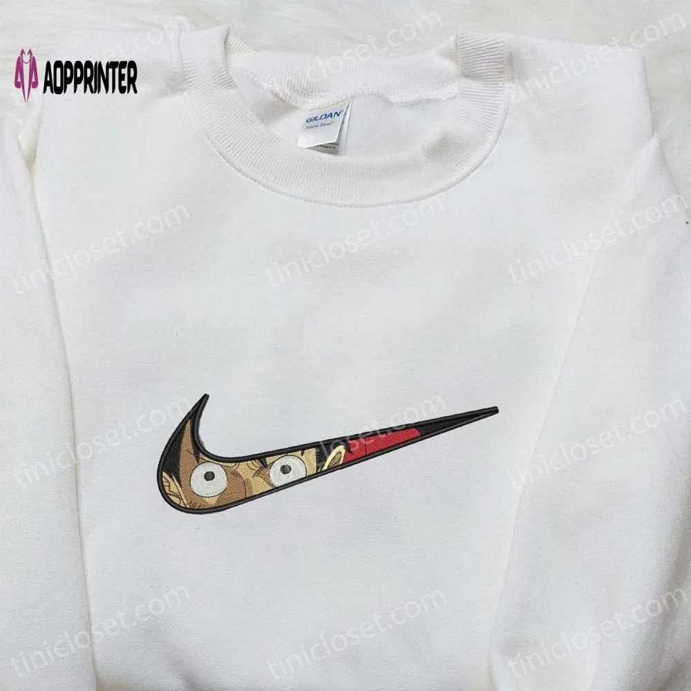 Swoosh x monkey d luffy embroidered sweatshirt: one piece shirt best family gift Embroidered Shirt