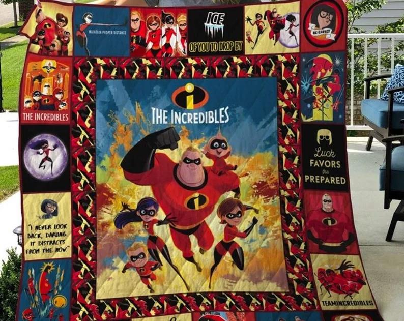 The incredibles fleece blanket, incredibles characters blanket, superhero blanket, birthday gifts for kids, christmas gifts Quilt Blanket