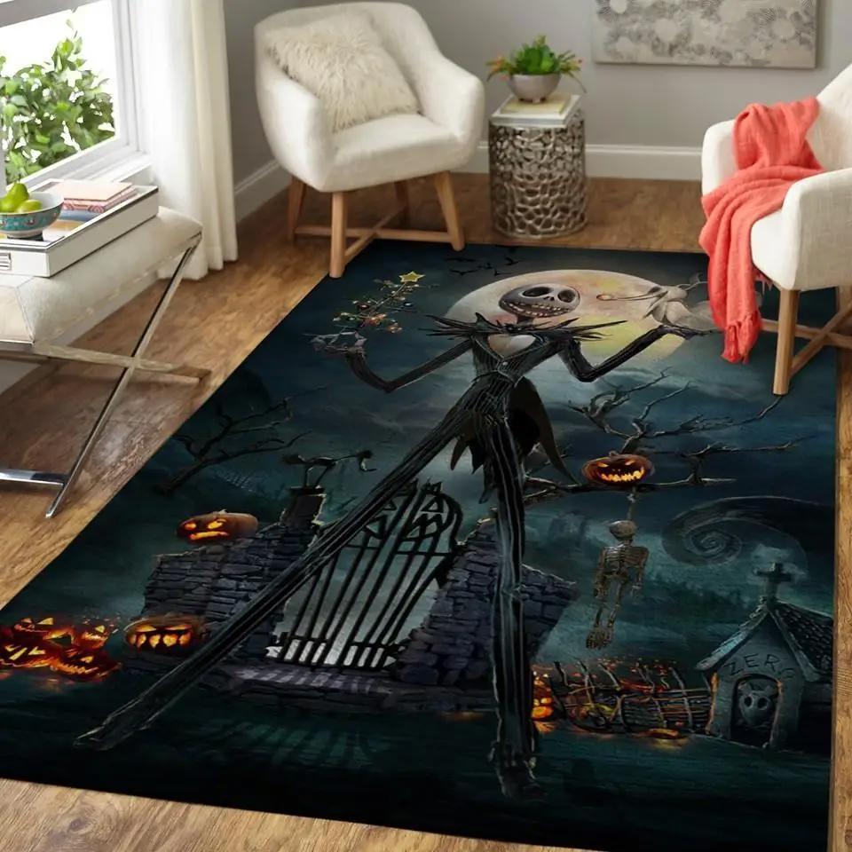 The nightmare before christmas movie jack skellington halloween area rug rug regtangle carpet floor decor home decor Rectangle Rug