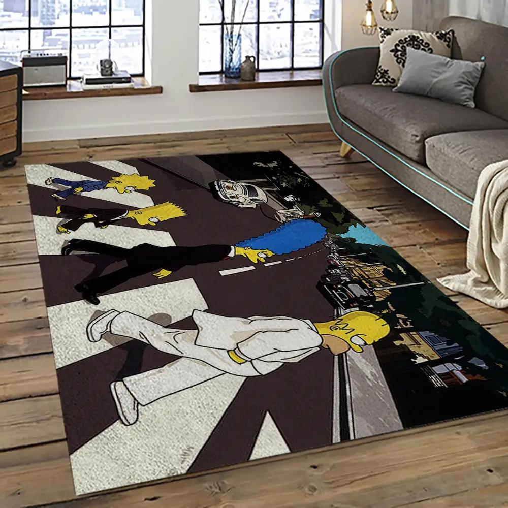 The simpsons characters cartoon movie carpet rectangle area rug for living room bedroom decor tss37 Rectangle Rug