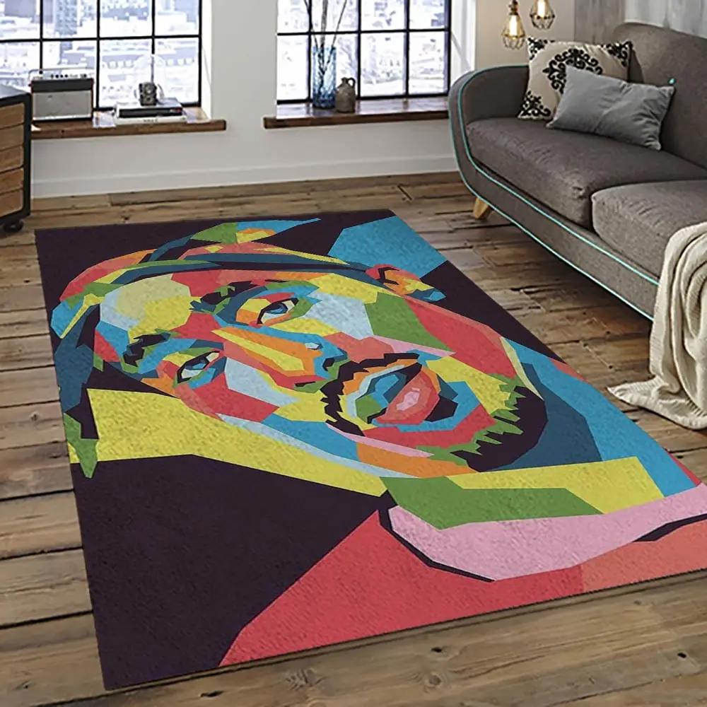 Tupac shakur rapper hiphop music rap carpet area rug home decor gift for fans gift for friends ts44 Rectangle Rug