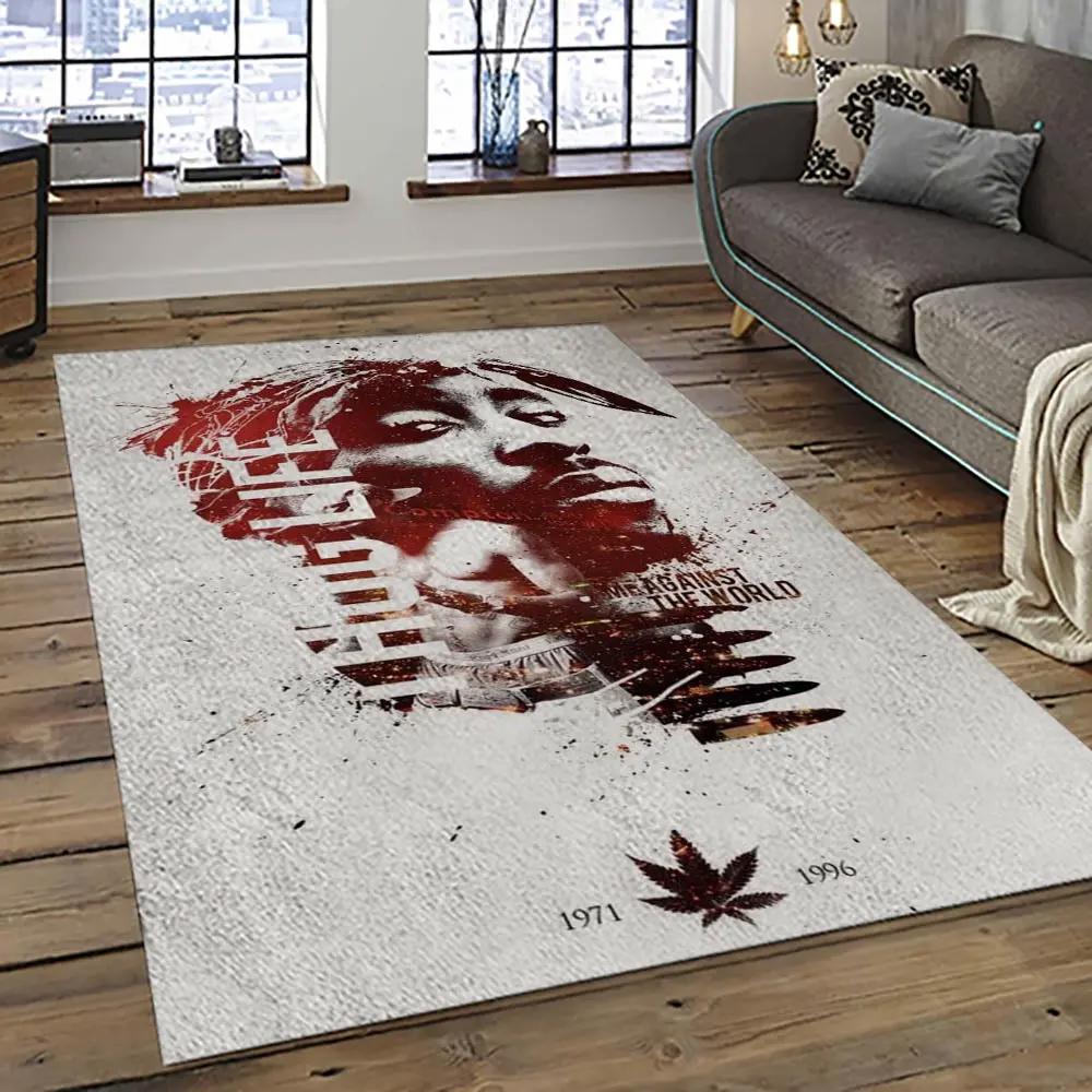Tupac shakur rapper hiphop music rap carpet area rug home decor gift for fans gift for friends ts61 Rectangle Rug