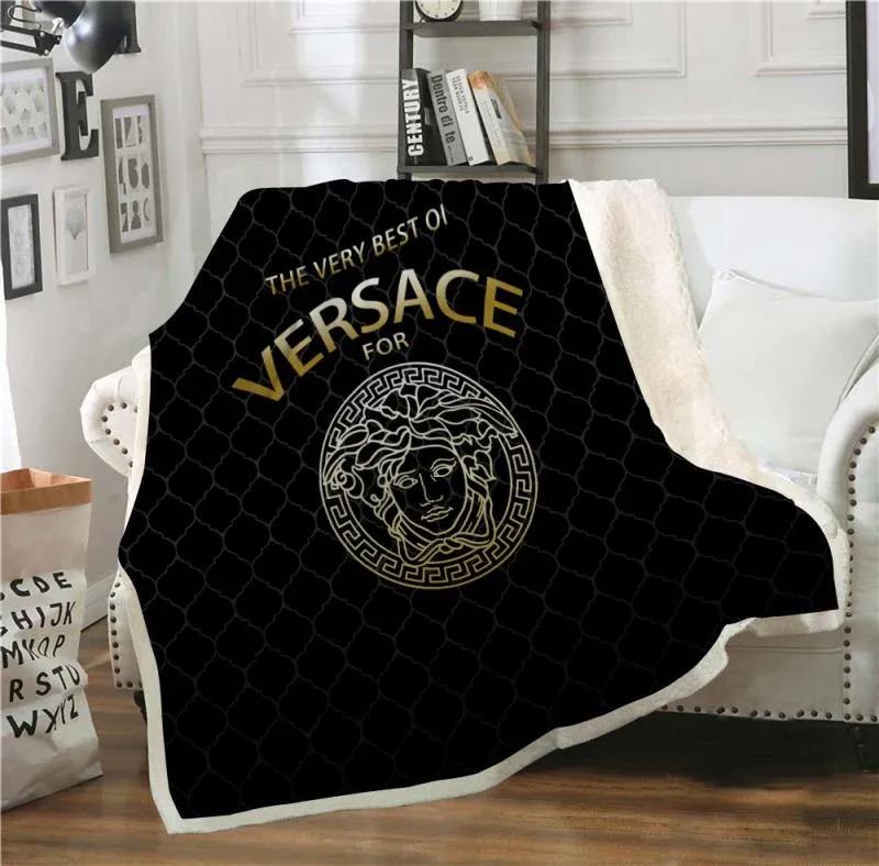 Versace black the best fashion luxury brand fleece blanket comfortable blanket 265 Blanket Fleece
