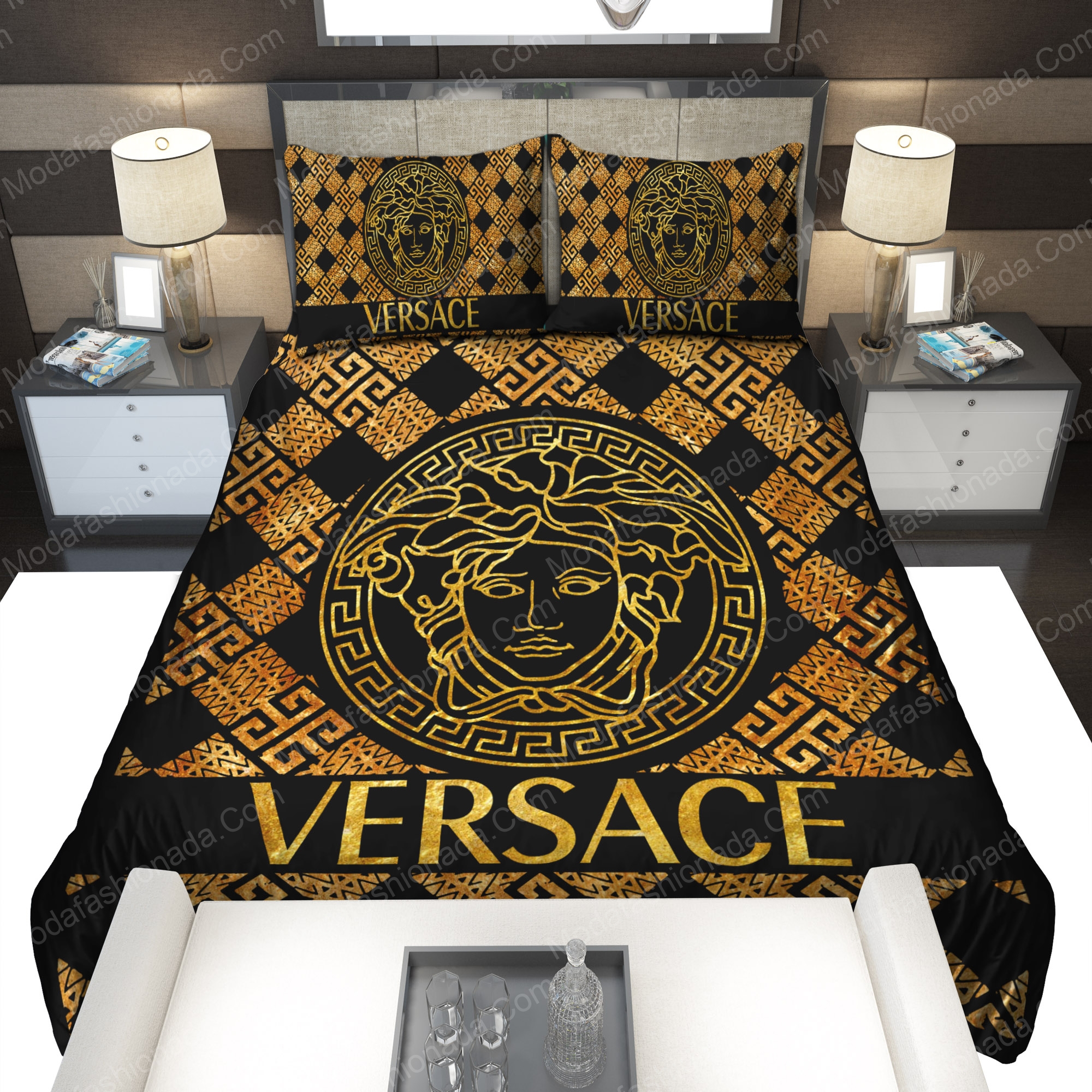 Versace logo type 2178 Bedding Sets home decor covers bed linen luxury ideas premium fashion brand bedspread blankets hyperbeast Bedroom bedclothes duvet sheets